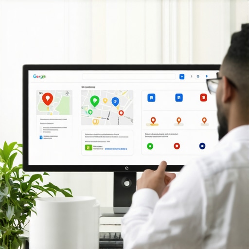 Business owner reviewing Google Maps optimization results with schema markup and analytics