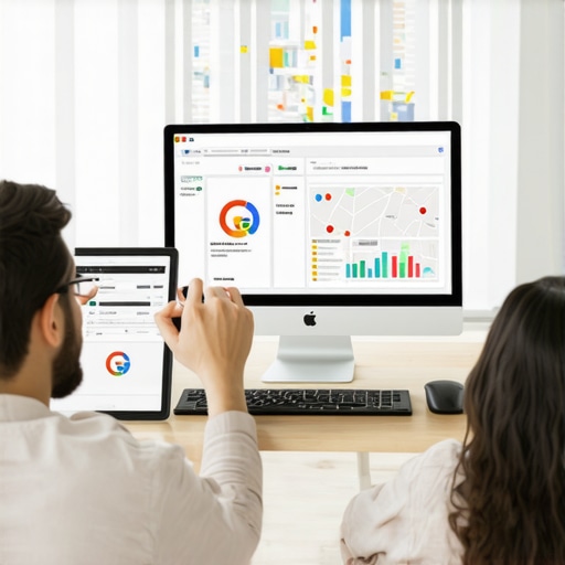 Analyzing Local SEO Data for Google Maps Optimization Expert analyzing local SEO metrics and Google Maps rankings on a computer.