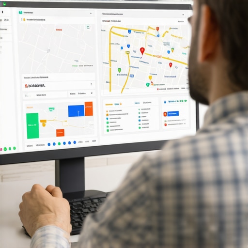 Analyzing Local SEO Data for Google Maps Business owner reviewing Google Maps ranking analytics on a laptop.