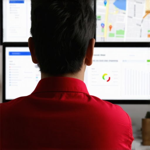 Analyzing Local SEO Metrics A person reviewing local SEO performance metrics on a computer screen, including Google Maps data.