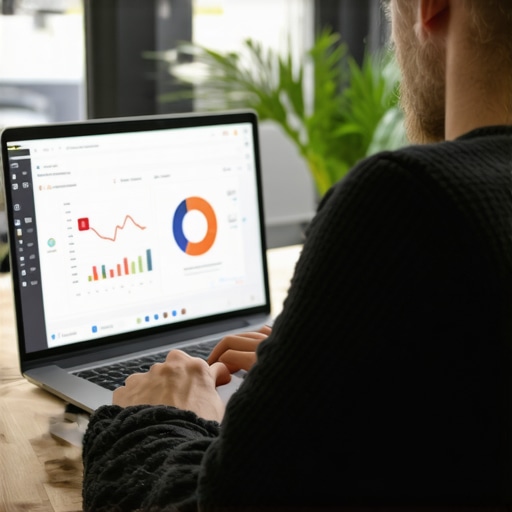 Business owner reviewing analytics for GMB profile performance