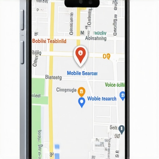 Google Maps on Mobile with Local Business Highlighted Mobile device showing Google Maps with a local business highlighted for SEO optimization