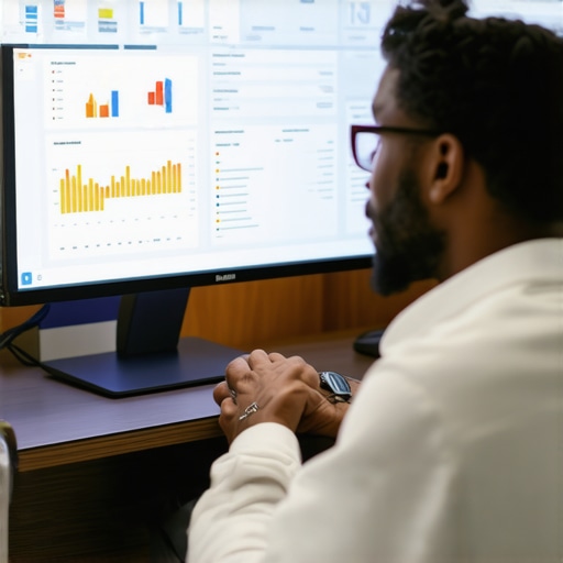 Person analyzing data for voice search and local SEO strategies.