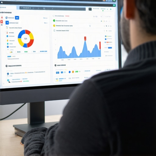 Optimizing Google Maps Listing Person optimizing GMB profile on computer with analytics charts