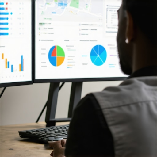 Analyzing Local SEO Data for Better GMB Rankings A digital marketing professional reviewing local SEO metrics on a computer monitor.