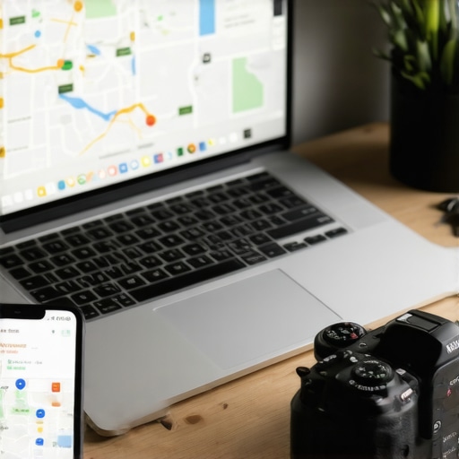 Efficient Tools for Local SEO Maintenance Workspace setup with digital tools for managing local SEO and Google My Business