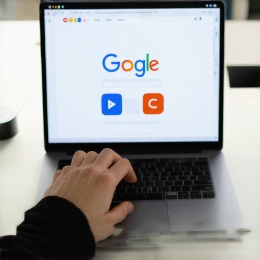 GMB Optimization in Action Person updating GMB profile on laptop with SEO tools.