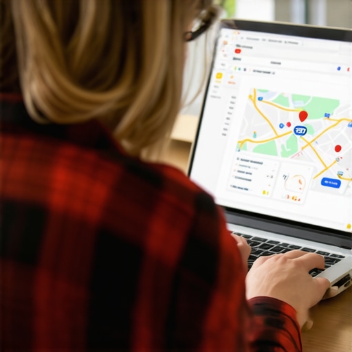 Business owner improving Google My Business listing on a laptop