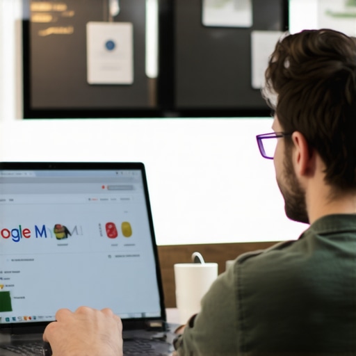 Business owner optimizing Google My Business listing on a laptop