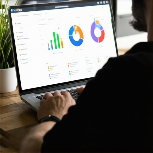 Person analyzing local SEO data on a computer for Google Maps ranking.