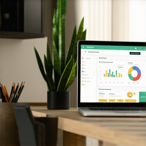 Desk with SEO software and tools for local SEO management.