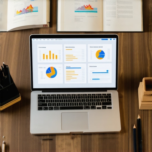 SEO Tools for Local Business A workspace with laptop displaying local SEO analytics