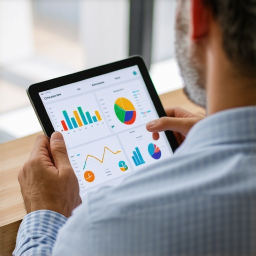 Analyzing Local SEO Metrics Business owner reviewing local SEO data on a tablet, illustrating analytical aspects of advanced local SEO strategies.
