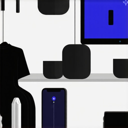 Interior of a retail store with Bluetooth beacons installed on shelves and smartphones detecting signals