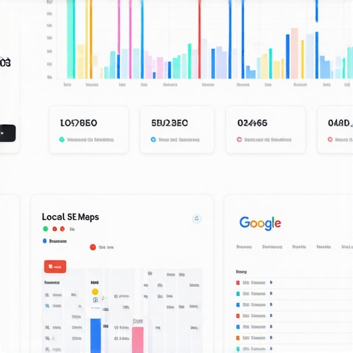 Dashboard for Google Maps Local SEO Monitoring A digital screen showcasing local SEO analytics and Google Maps ranking metrics
