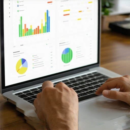 Person analyzing local SEO metrics on a digital dashboard.