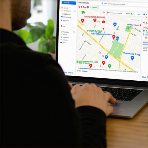 Person analyzing real-time Google Maps local SEO data on a laptop