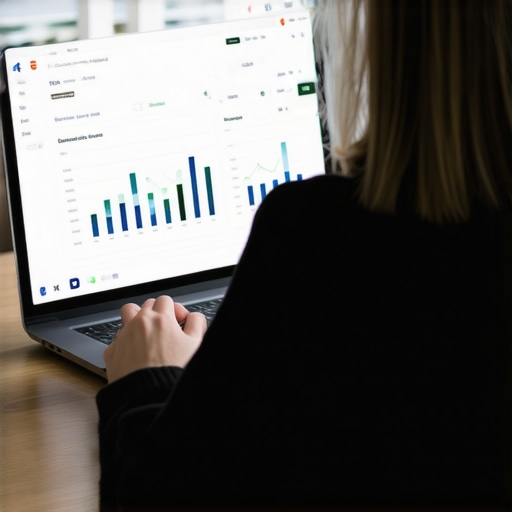 Person adjusting GMB Profile settings on laptop with analytics charts